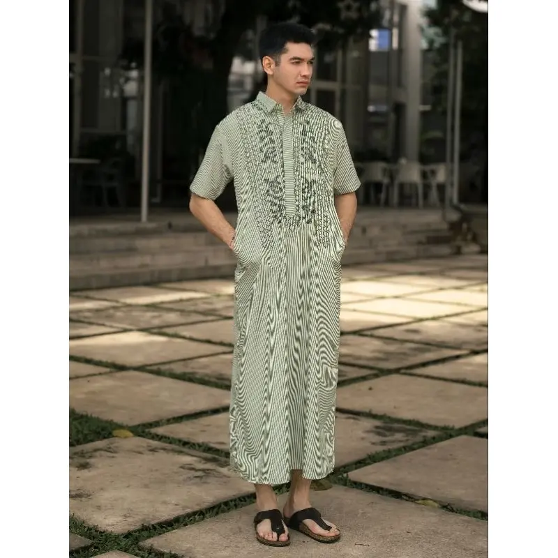 Gamis Salur Kombinasi Bordir Pria NUC.ID Zafran 02 (Hijau Sage) 4