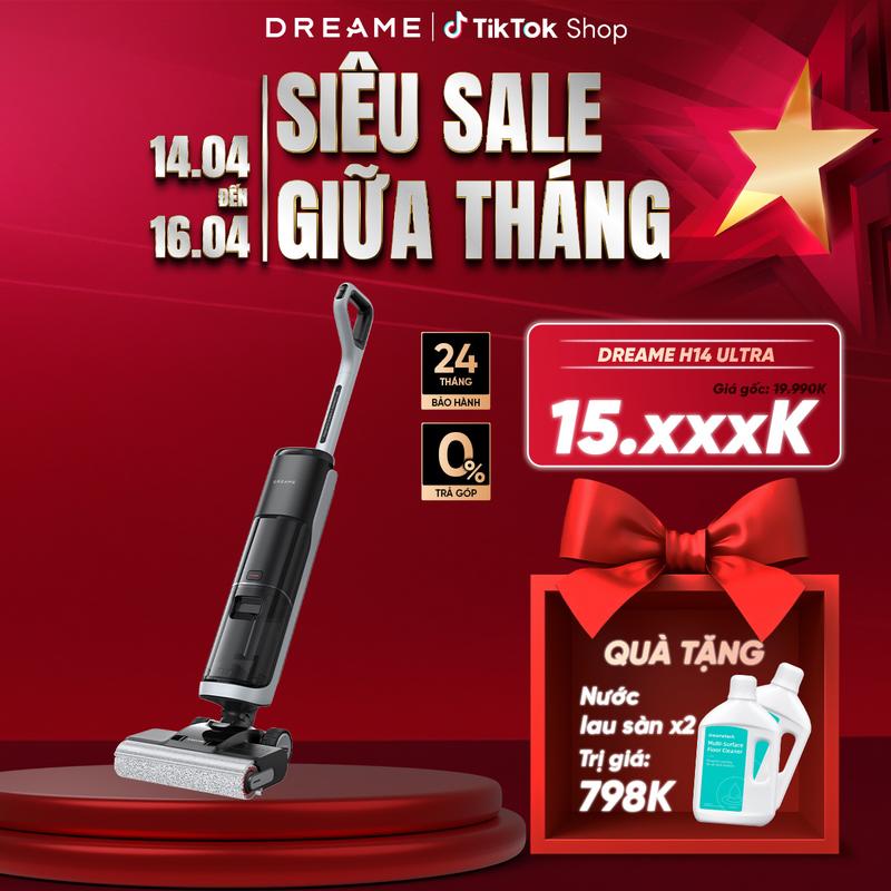 [TẶNG 2 Nước lau 1L] Máy lau sàn hút bụi cầm tay không dây thông minh Dreame H14 Ultra - Bản quốc tế - Bảo hành 24 tháng Làm Sạch