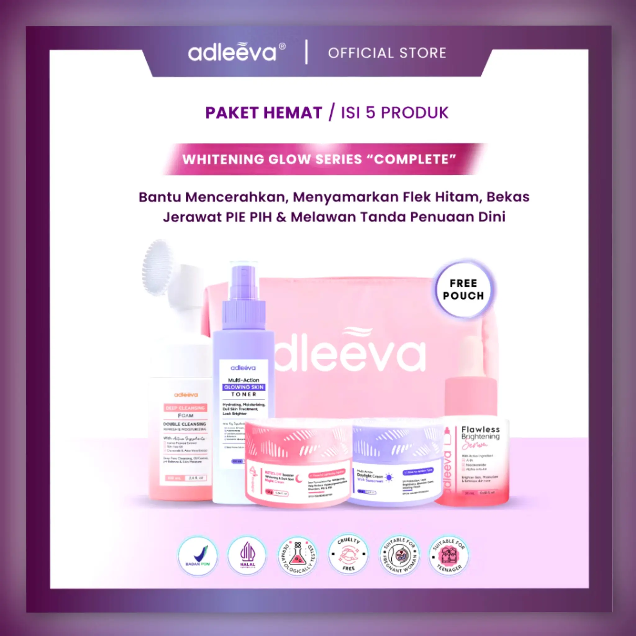 Adleeva Skincare Paket Hemat Whitening Glow Booster Series Complete (Recommended)
