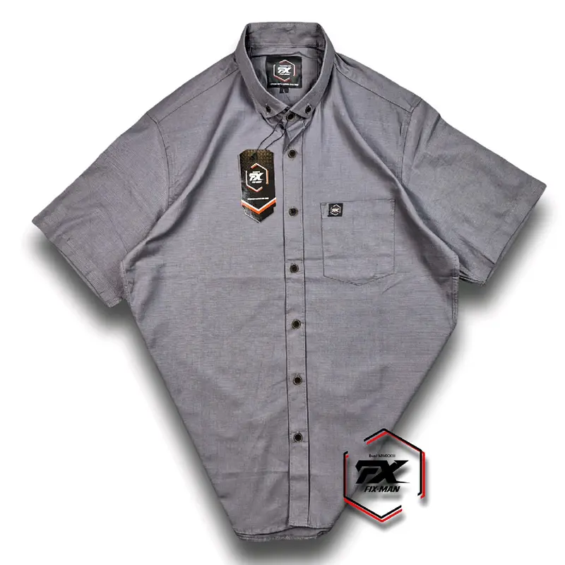 Kemeja Polos  Hitam Premium  Basic  Lengan Pendek Fix-Man  Baju  Kain  Bahan Sigaret Gread A Tebal Halus Tidak Nerawang Ready Ukuran  Standar  M Sampai XXXL  Fit Jumbo Pria 6