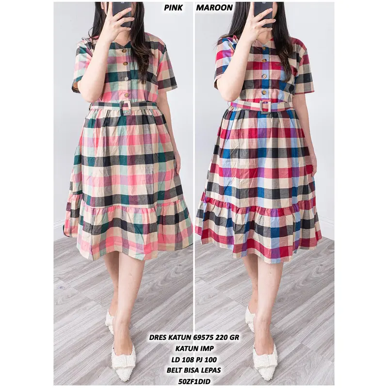 DRES KATUN 69575 #SelaluReadyStock #MilkyPinkBajuCantik 0
