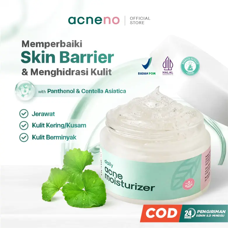 Daily Acne Moisturizer - Acneno isi 50gr | Memperbaiki Skin Barrier Kulit | Membantu Wajah Lebih Terhidrasi Kandungan Panthenol Aman Untuk Bumil & Busui | BPOM Original