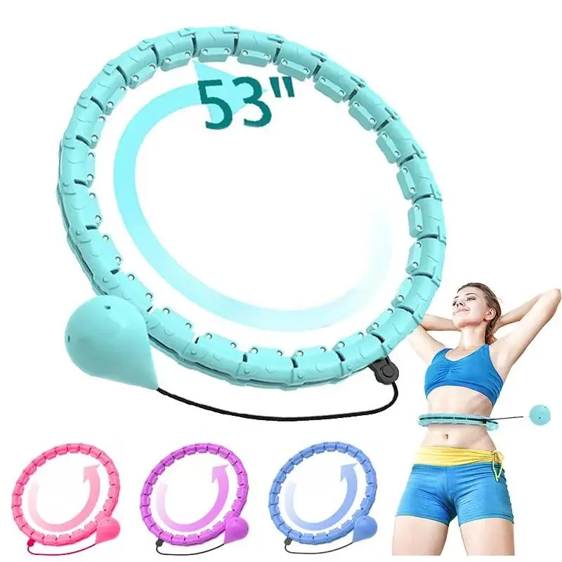 PowerIn Weighted Hula Circle Hoops for Adults Weight Loss Plus Size for Adults Smart Exercise 2 in 1 Adjustable with Detachable Knots