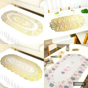 Taplak Meja Tamu Cantik Oval Gold Quality