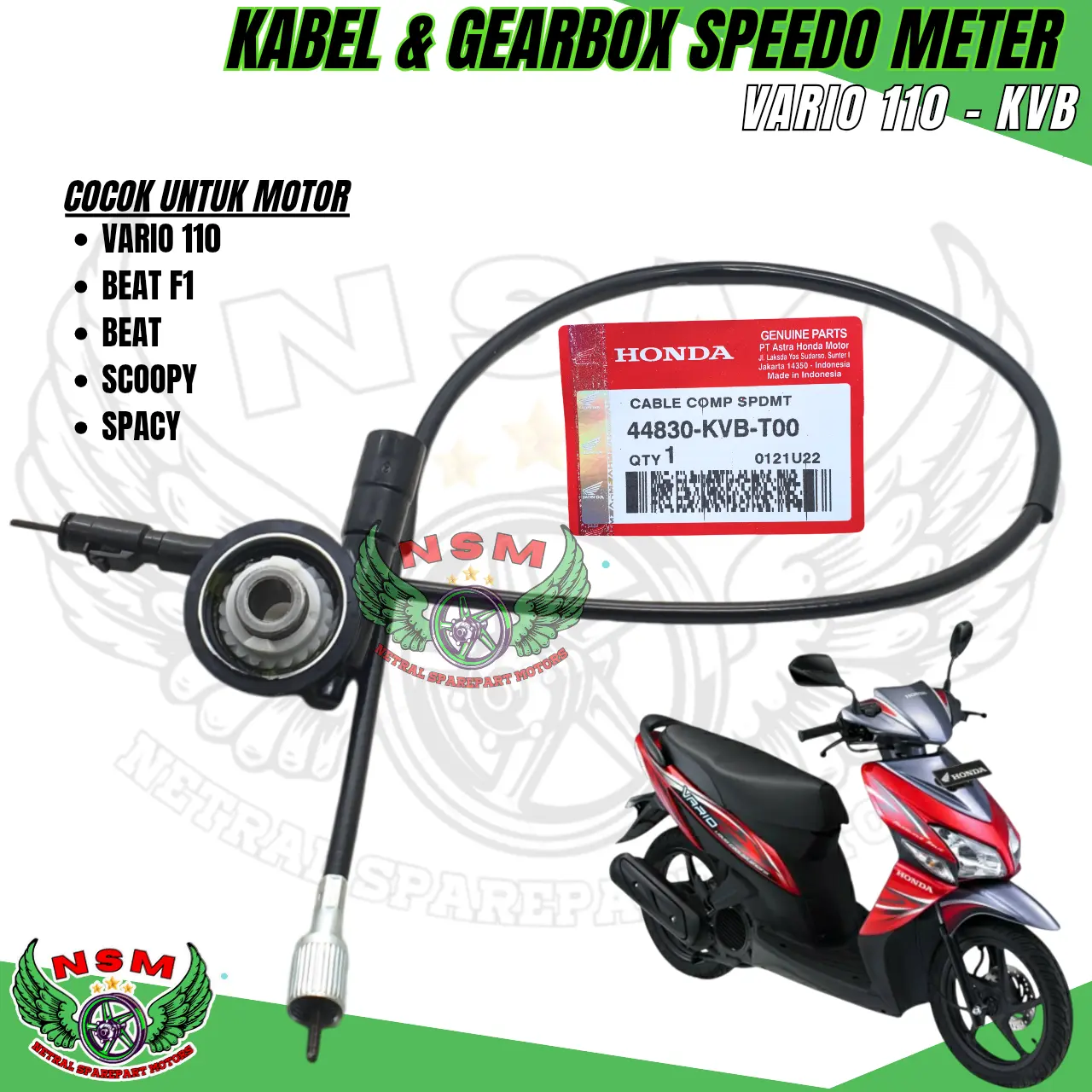 Kabel Spido Meter beat + Gearbox girbox Beat Karbu,Beat fI,Vario Karbu,Techno Karbu 110 fI,Scoopy Carbu fI,KVY / KVB