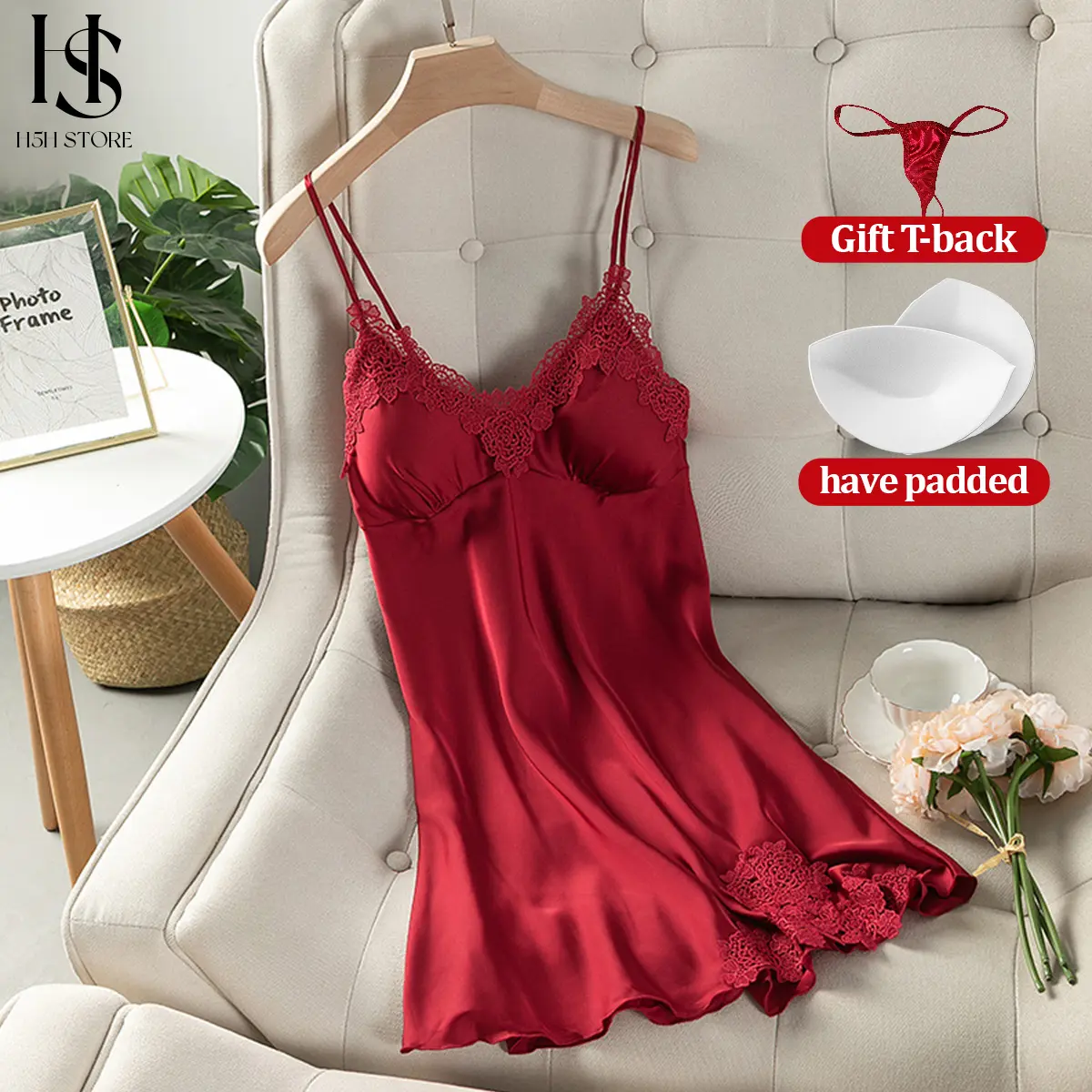 H5H Backless Sleepwear Halter Nighties Sleeveless Ice Silk Night Dress Lace Honeymoon Loungewear Padded Summer Plus H5H Backless Sleepwear Halter Nighties Sleeveless Ice Silk Night Dress Lace Honeymoon Loungewear Padded Summer Plus