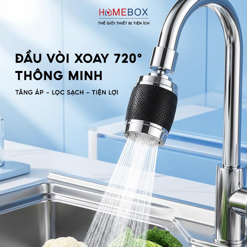 Đầu Vòi Lọc Nước Tăng Áp Bồn Rửa Chén Bát Xoay 720 Vòi Lọc Nước 3 Chế Độ Lọc Cặn Bẩn Kháng Khuẩn 
