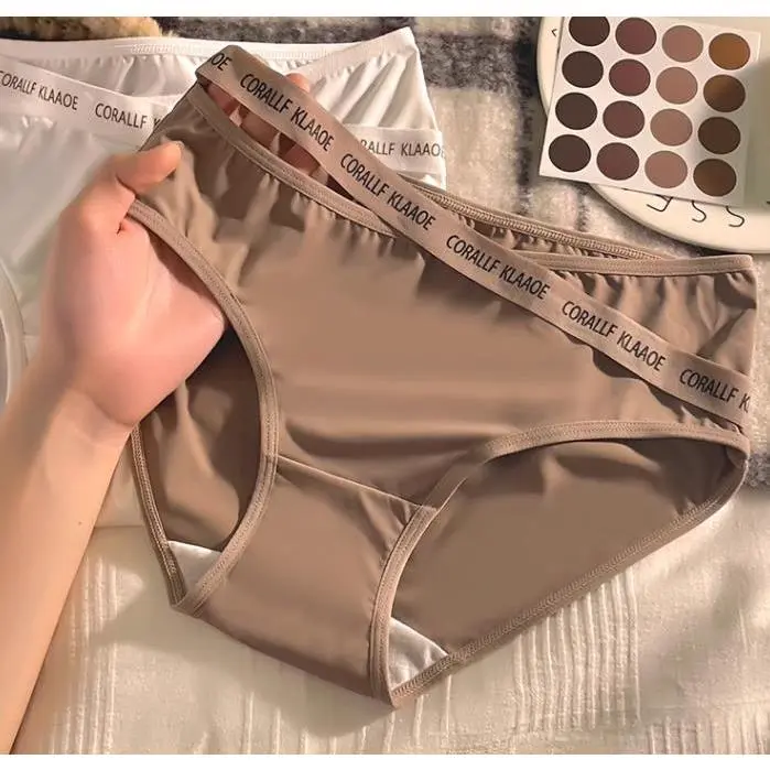 Letter Sports Pure Desire Style Seamless Underwear for Women's Ice Silk Pure Cotton Crotch Sexy Triangle Pants
