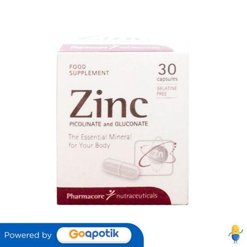 Gambar ZINC PHARMACORE BOTOL 30 KAPSUL dari Apotek Vita Farma Balikpapan by GoApotik Kota Balikpapan Tokopedia