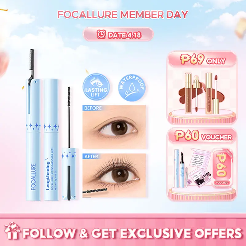 FOCALLURE Pro-Length 2MM Ultra-fine Waterproof Mascara Extra Curl Eyelash Comb Lasting Lift Separate Fiber-filled Skinny Quick Dry Smudge-proof Non-sticky