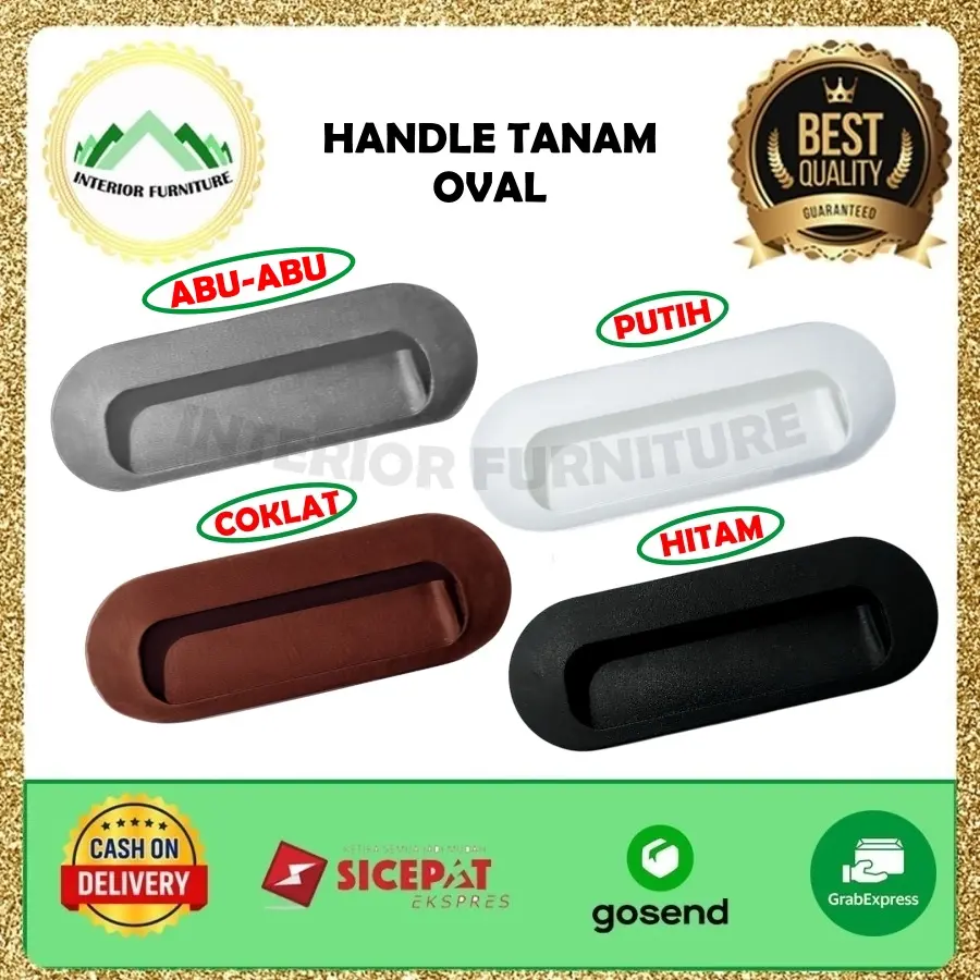 Tarikan Handle Tanam Oval Pintu Geser Laci Kabinet Furniture Handel Lemari Sliding Cekung