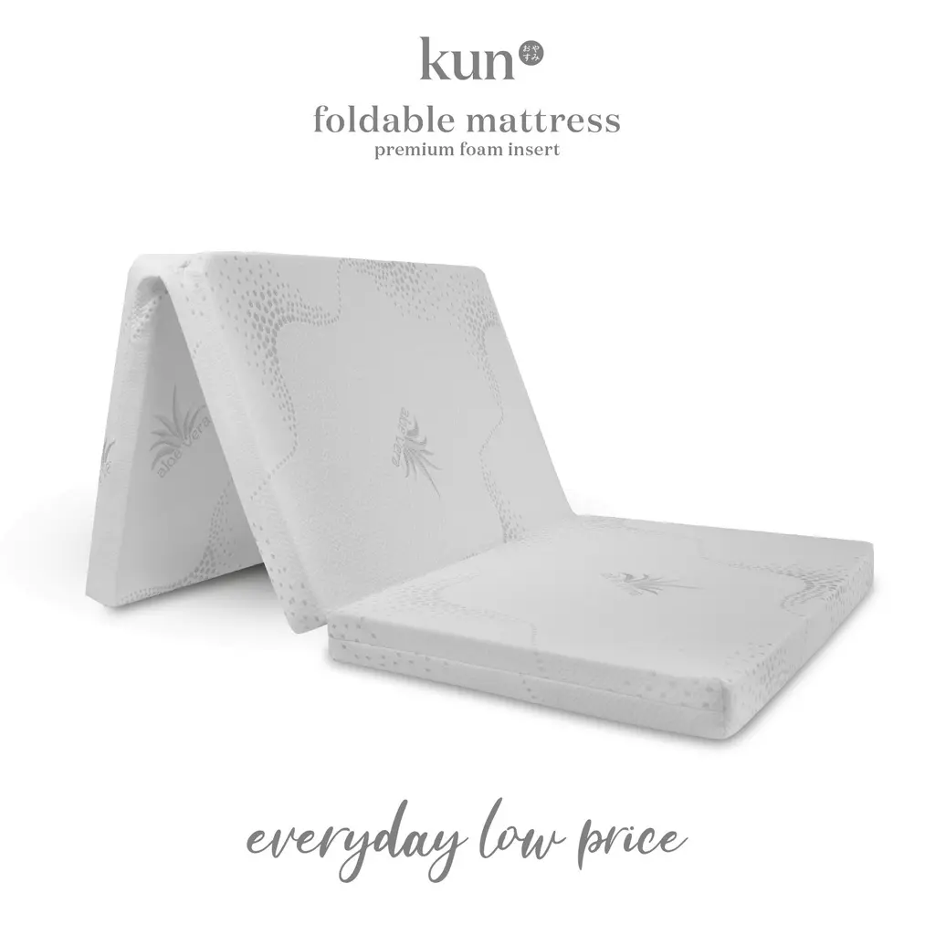 Kun 3" High Latex Feel Foam Tri-Fold Foldable Mattress with Aloe Vera Anti-Static Fabric Tilam Lipat Single-Size
