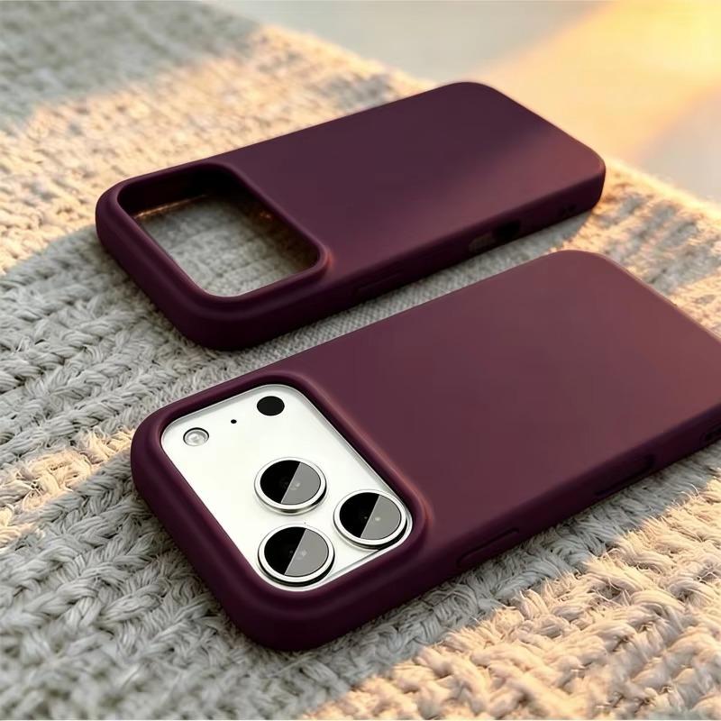 Ốp lưng điện thoại silicone lỏng màu đỏ burgundy mới cho iPhone 18/17/16/15/14/13/12/11 Pro Max, màu kẹo, chống sốc, vỏ lưng TPU mềm