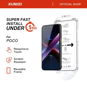 Xundd  Quick-Fit Install Tempered Glass untuk Poco F7 F8 PRO F8 ULTRA X8 PRO X7 PRO X6 X6 PRO 5G ANTISPY/HD Clear Anti-Fingerprint Tahan Goresan Dust-Free Installation Layar Ponsel Smartphone Cover