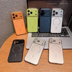 CASE AG IPHONE CORNING GLASS DROSTED MAGSAFE MAGNETIC ANTI FINGER WITH GLASS LENSA PROTECTOR COMPATIBLE FOR IPHONE 11 13 14 15 16 17 Pro Max Air