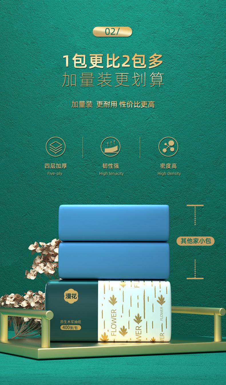 Product Introduction of Manhua High Quality Virgin Wood Pulp Tissue Paper Pack - 400 Sheets, Unscented, Eco-Friendly, Recyclable, Water Absorbent Napkin 1
