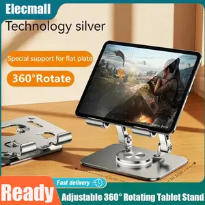 ​​Adjustable 360° Rotating Tablet Stand Aluminum Alloy Foldable Desktop Holder, Height & Angle Adjustable for iPad iPhone Samsung Laptop​​