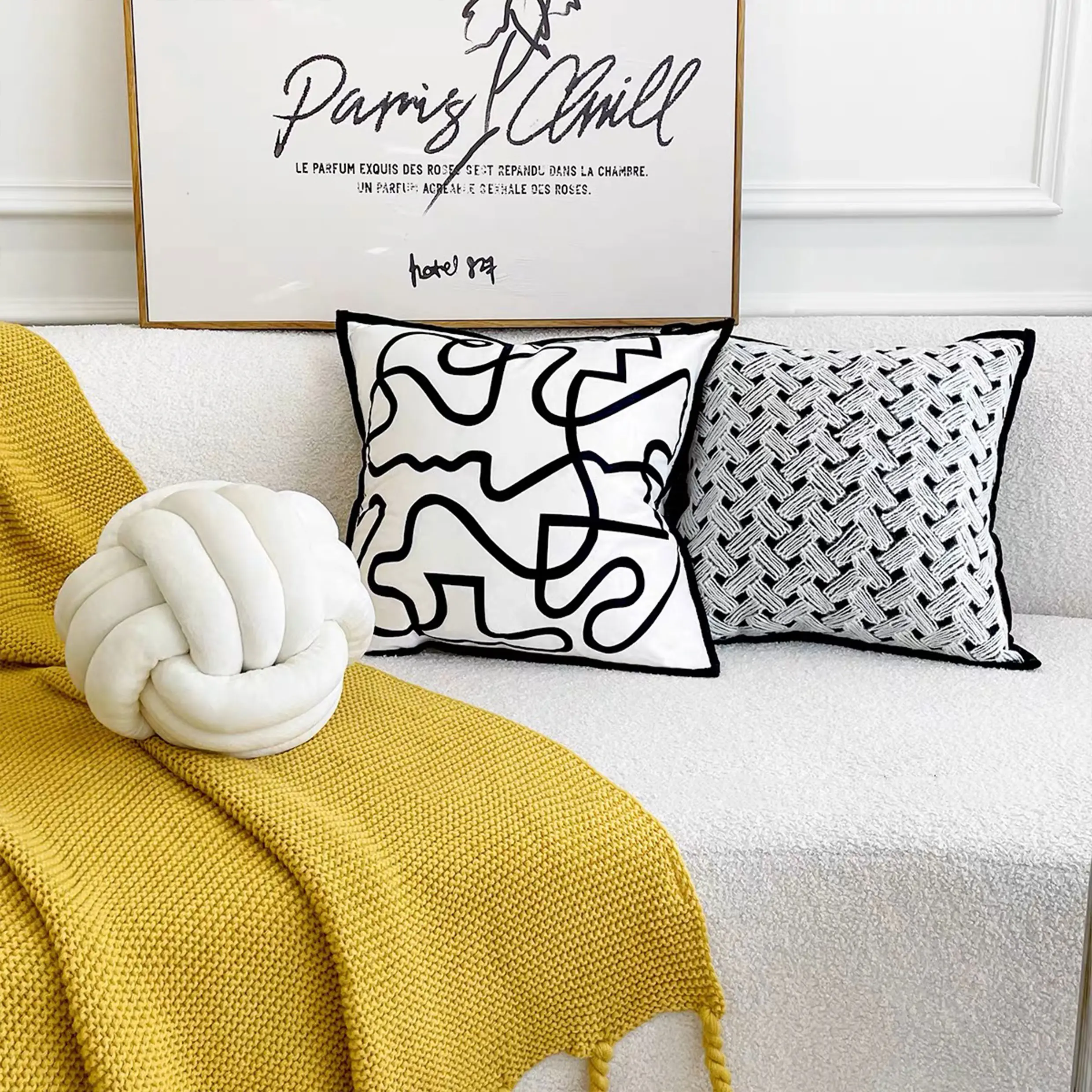 Velvet Knitted Nordic-Style Throw Pillow for Bed Couch and Living Room Sofa Cushions