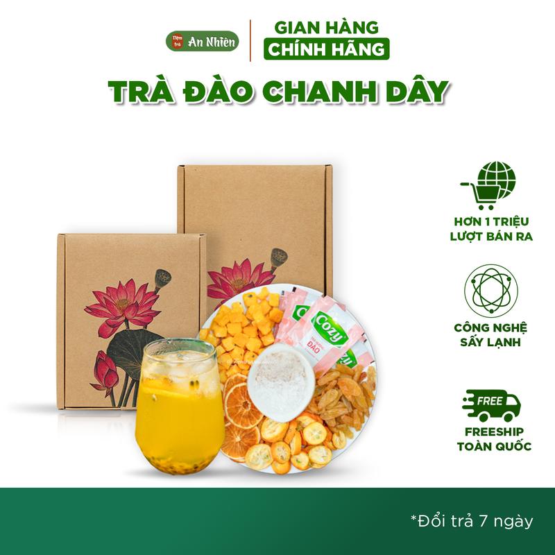 Trà Đào Chanh Dây An Nhiên, viên chanh dây sấy thăng hoa, trà túi lọc vị đào, trà giải khát mix kèm 7 vị, nguyên liệu sấy lạnh