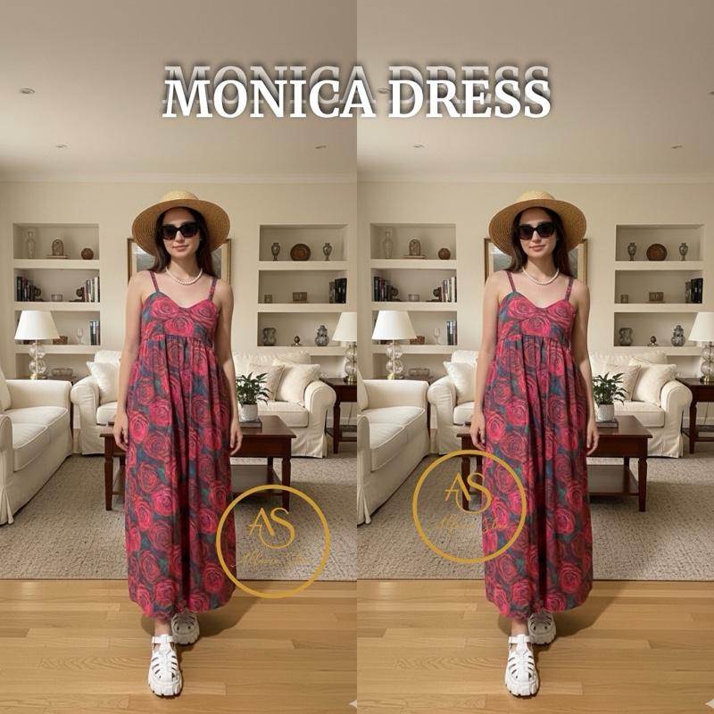 ALFAZZA MONICA DRESS Gaun Panjang Tali Bisa Di Atur Casual Nyaman Dan Lembut Kain Rayon Viscose