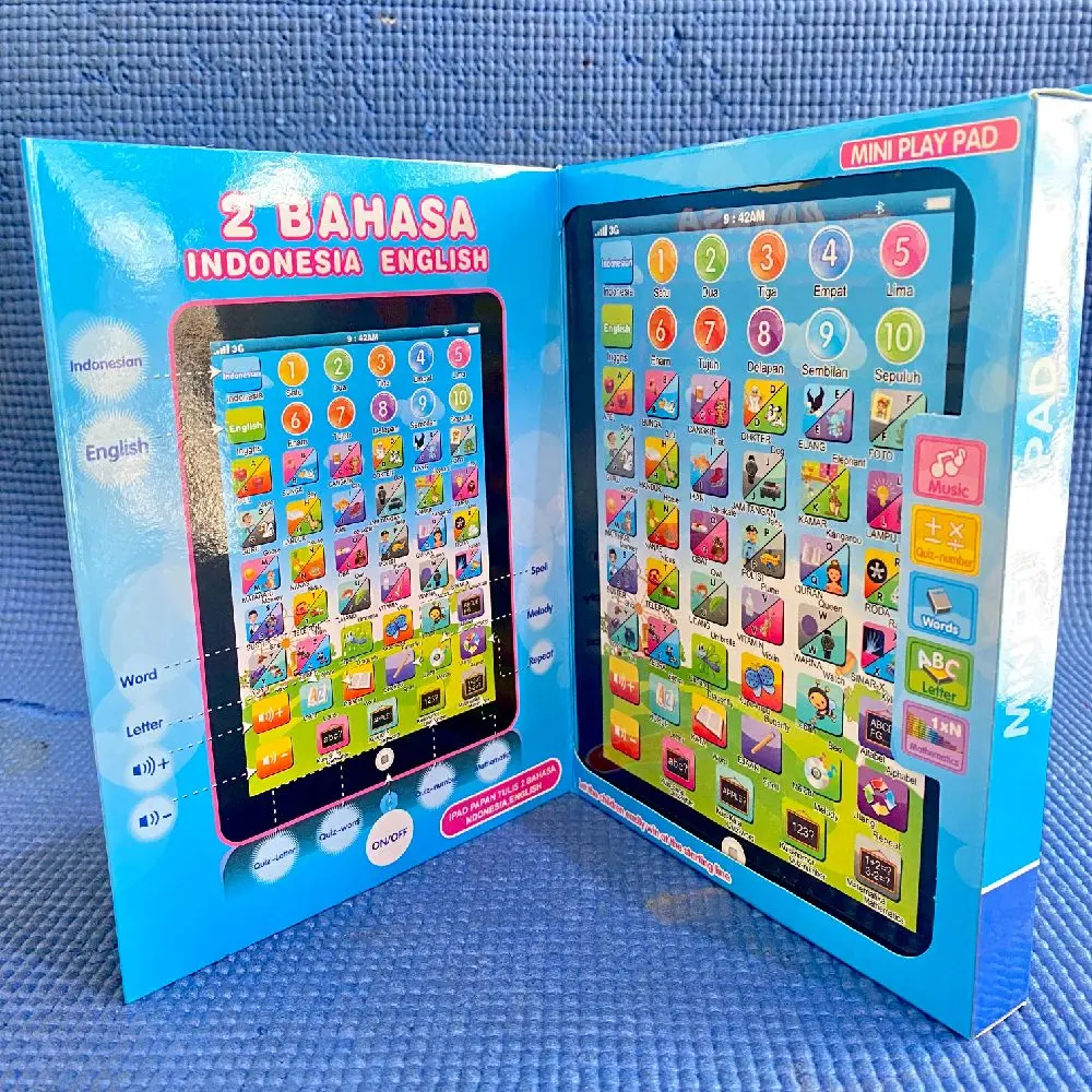 Mainan Anak Mini Play Pad 2 Bahasa Indonesia English Mainan Belajar Edukasi Keluarga Alat Lampu