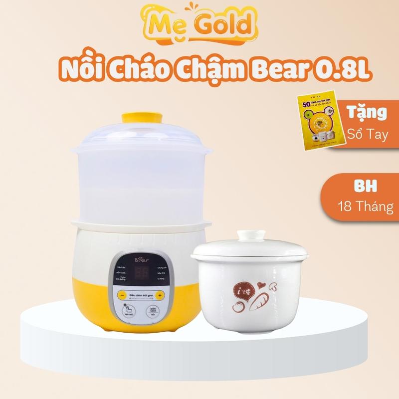 Nồi Nấu Cháo Chậm Bear Ninh Hầm Chưng  Hấp 0.8L Cho Bé Ăn Dặm Nồi Chưng Yến Bear Bản Quốc Tế Voi