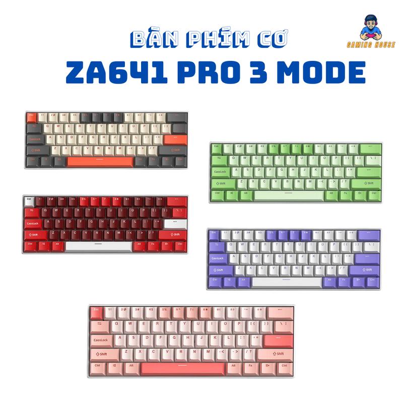 Bàn Phím Cơ Không Dây Bluetooth Atas ZA641 Pro - 64 phím - Red switch - Led RGB - Hotswap - Pin sạc - Có app