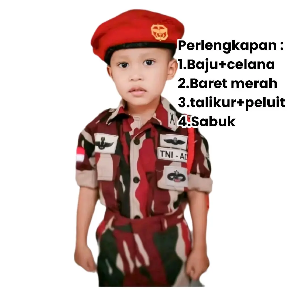 BAJU SERAGAM TNI KOPASUS  /KOSTUM TNI  KOPASUS ANAK LAKI"&PEREMPUAN Profesi Fashion