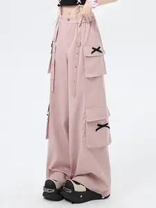 Muzakishop1 - Kawaii Wide Leg Cargo Pants | Celana Panjang Cargo Wanita Korean Style