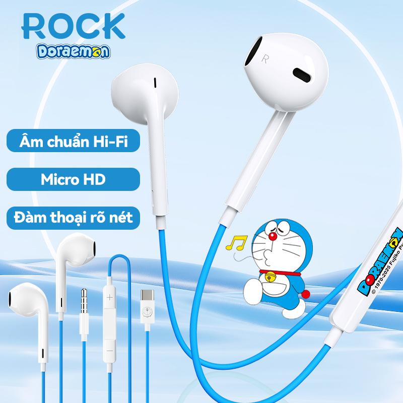  Rock Doraemon Tai Nghe Trong Tai Có Dây Chống Ồn Cực Tốt Âm Thanh Super Bass Có Mic Nghe Nhạc Chơi Game Điện Thoại Thích Hợp Cho iPhone 6-17  Android 3.5Mm   Type-C ES10 