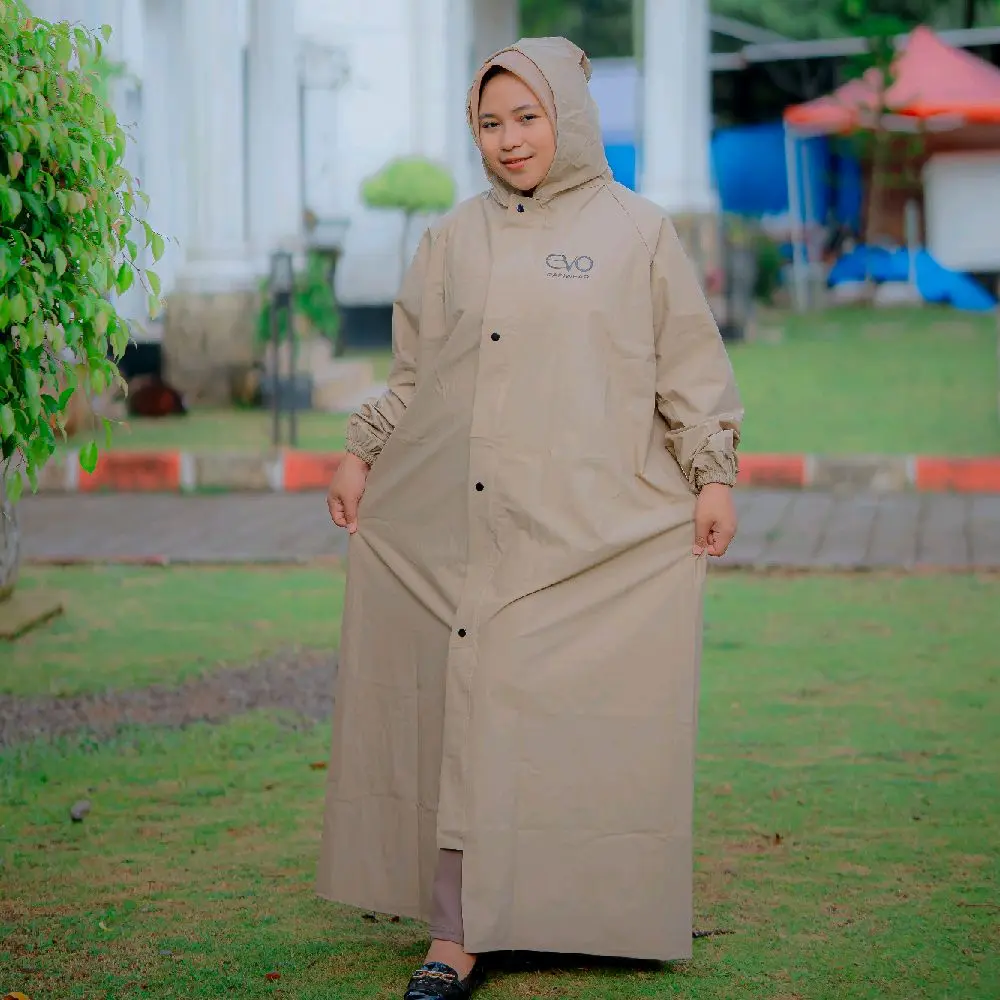 Jas Hujan Gamis Bahan PVC Tebal Ringan Elastis Evo raincoat Syari
