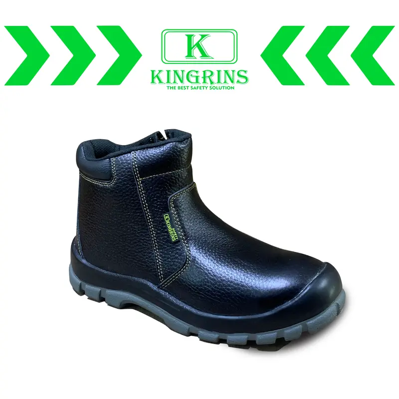 KINGRINS Sepatu safety kerja ujung besi kulit asli tahan panas anti slip / sepatu kerja welder proyek kontruksi Riri RD 0