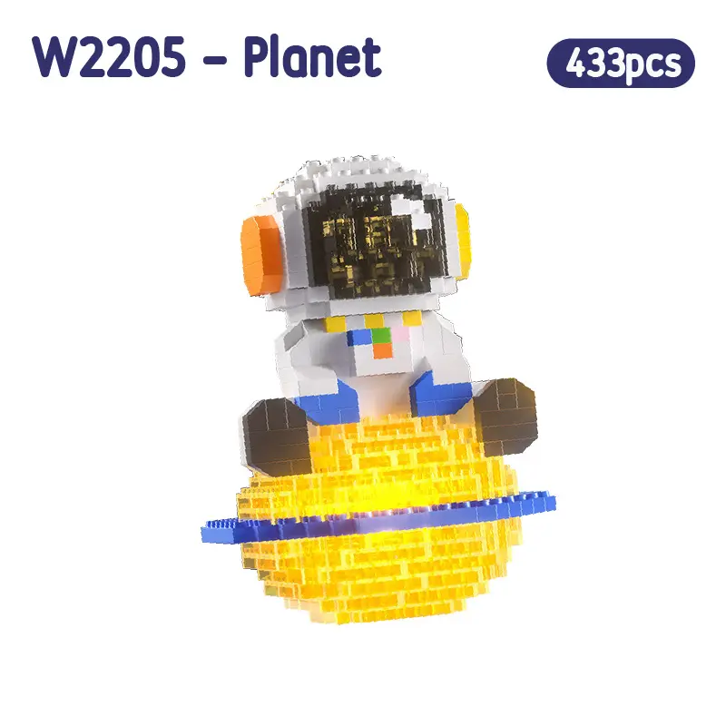 BLOCK CITY (Bisa bersinar) Nano Block Glowing Astronaut Spaceman Mainan Anak Balok Susun Seri Ruang Angkasa Hadiah Anak Perempuan Laki Laki DIY KIT Lampu Plastik 2