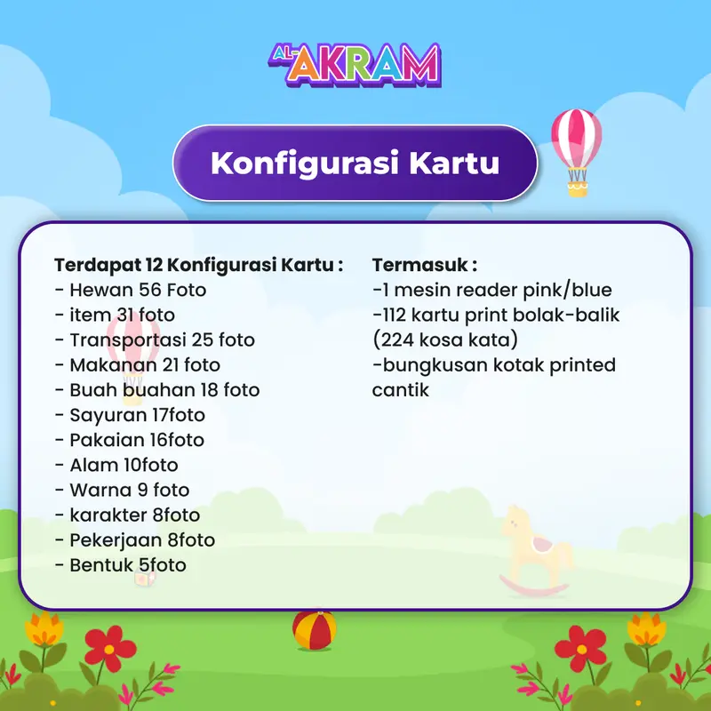 Flash Card Learning Reader / Bahasa Indonesia&English / Early Education Kartu Belajar Anak 2