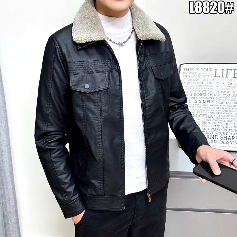 Áo khoác da nam cổ lông L8820
