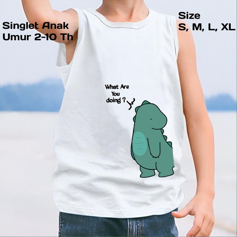 Kaos Lekbong Ideal Anak Cowok/Cewek Unisex Singlet 2-10 Tahun Trendy Ideal DINO- Fashion Perempuan - Baju Laki-Laki 0