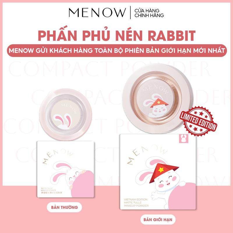 KOL x MENOW Phấn phủ nén kiềm dầu chống nước che phủ hoàn hảo MENOW Rabbit Compact Powder 8.5g