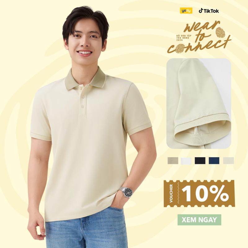 Áo polo nam YODY ngắn tay cổ phối bo thanh lịch dễ phối đồ MCPO25A517