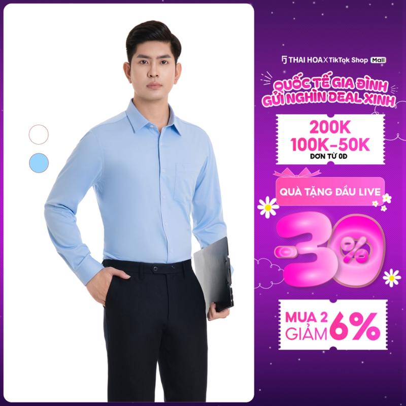 Áo sơ mi dài tay 993 form regular fit chất liệu sợi tre nhiều màu (vải trơn không họa tiết) Thái Hòa 23ASM-993 Nam Menswear Shirt Có Cổ 0