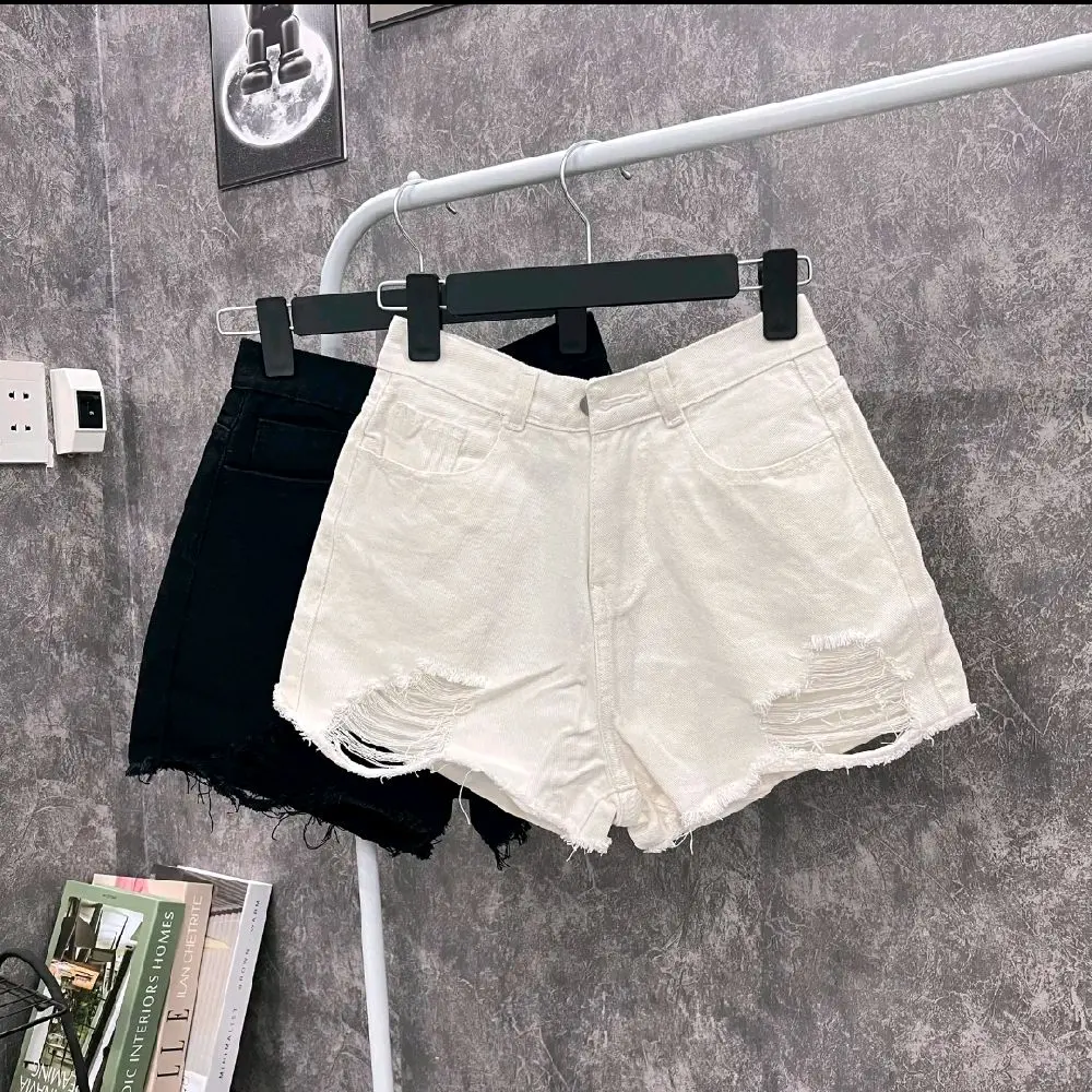 Quần short jean nữ trắng vài denim rách bền đẹp Pants Có Túi | BigBuy360 - bigbuy360.vn