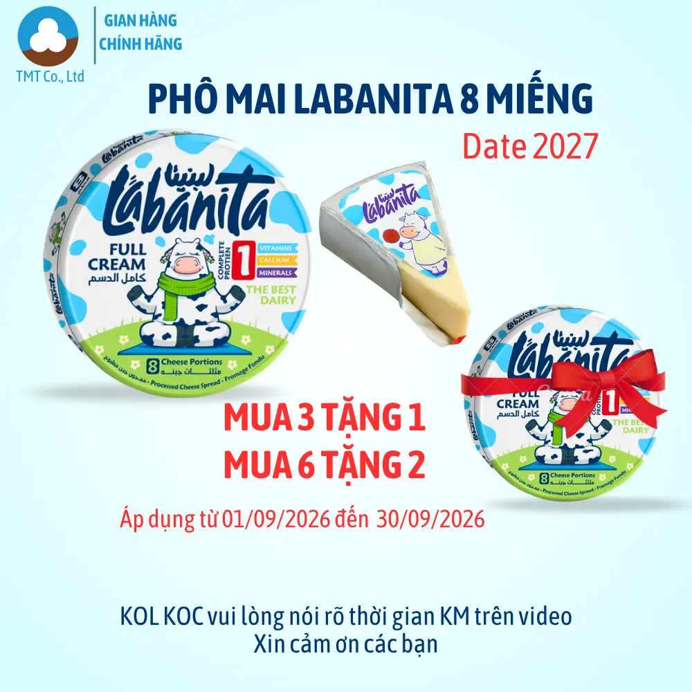 Phô mai Labanita 8 miếng 120g nhập khẩu Ai Cập Date 2027,Làm Từ Sữa, Không Dầu Cọ
