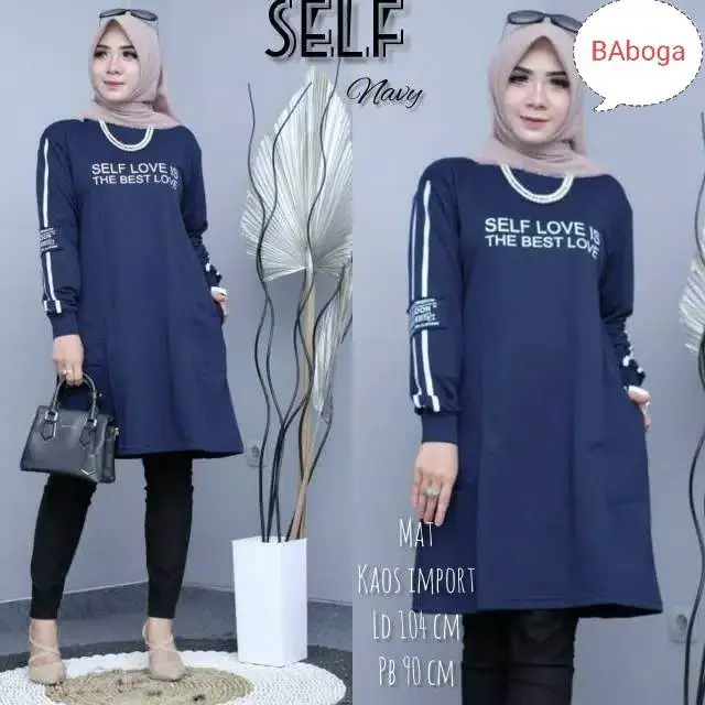KAOS Tunik baby terry import super premium quality ATASAN MUSLIMAH TANGAN PANJANG / JUMBO bisa cod