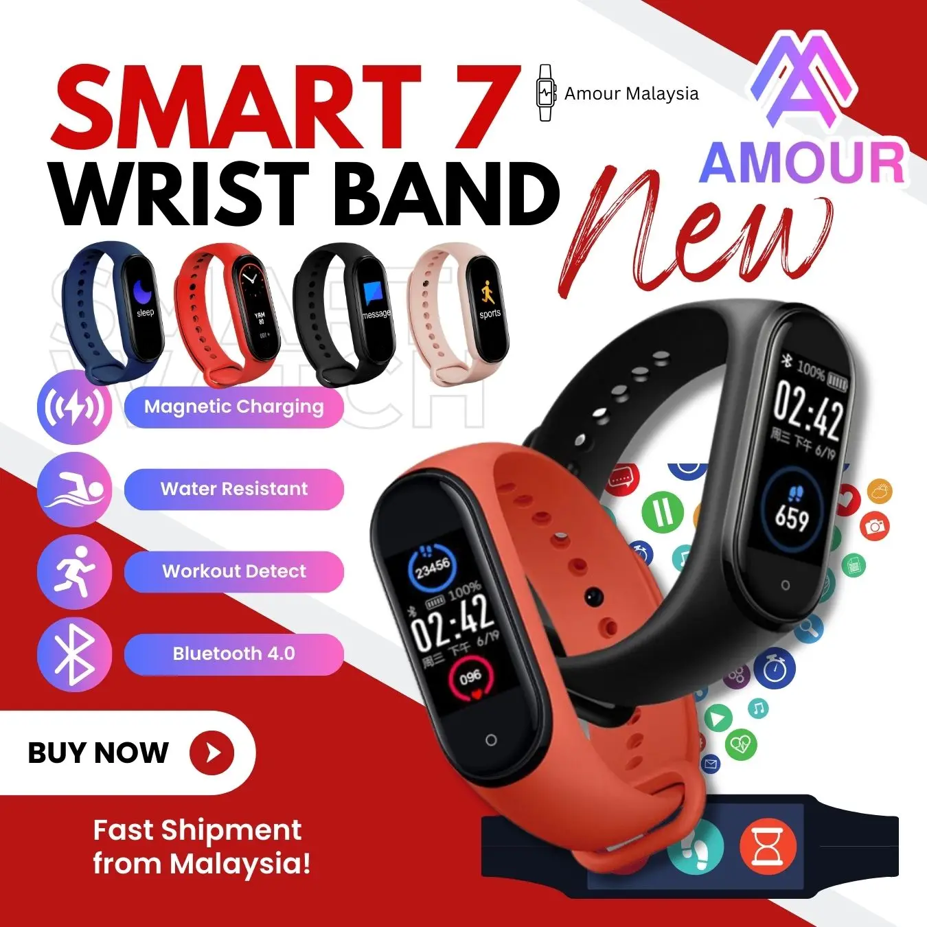 Smart Watch Smart Wrist Band Bracelet M7 Smart Hand Waterproof Ring Exercise Step Bluetooth Heart Rate Blood Pressure Blood Oxygen Health Monitoring Device Smartwatch  Cartoon