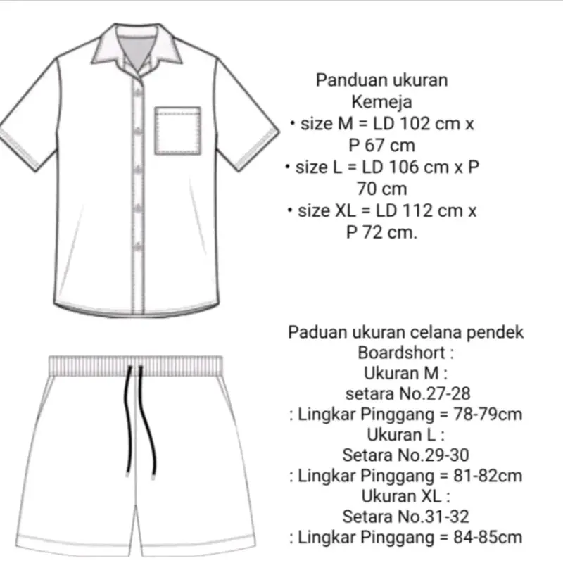 OneSet Pria Kemeja Polos Rayon Twill Celana Pendek Boardshort Premium Setelan Pria Casual 8