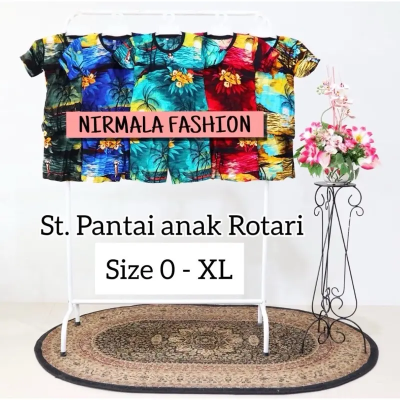 SETELAN ANAK KAOS SUPER MOTIF PANTAI HAWAI