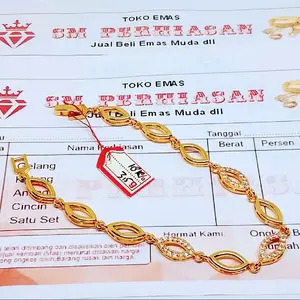 terbaru gelang tangan emas wanita dewasa motif permata bolong dapat surat dari toko