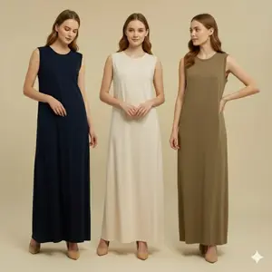 INNER DRESS KNIT BASIC DRESS TANPA LENGAN  DALAMAN DRESS A-LINE