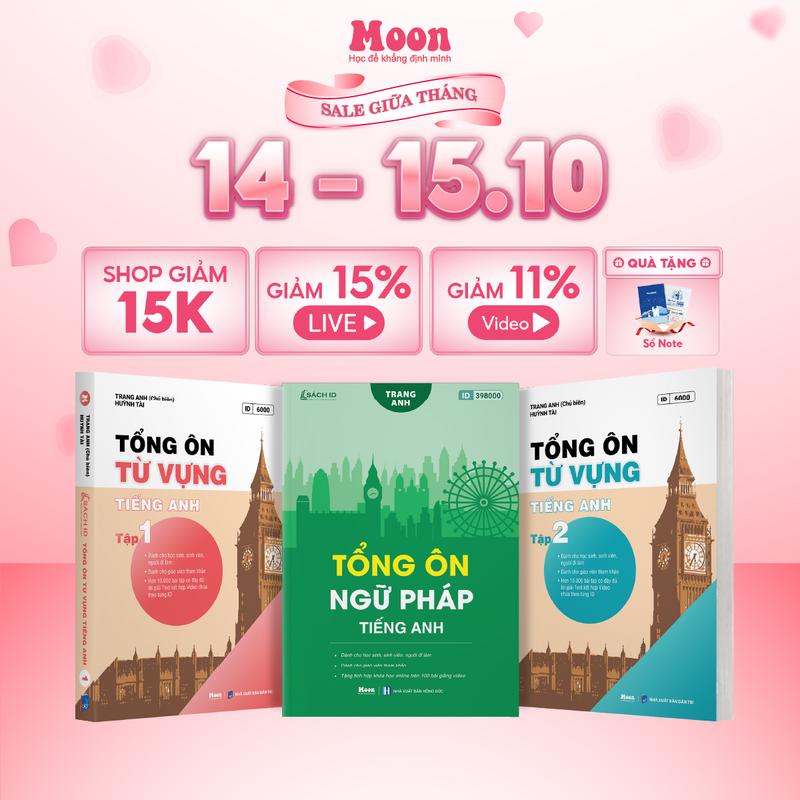 Sách Tổng ôn ngữ pháp + từ vựng tiếng anh cô Trang Anh Moonbook