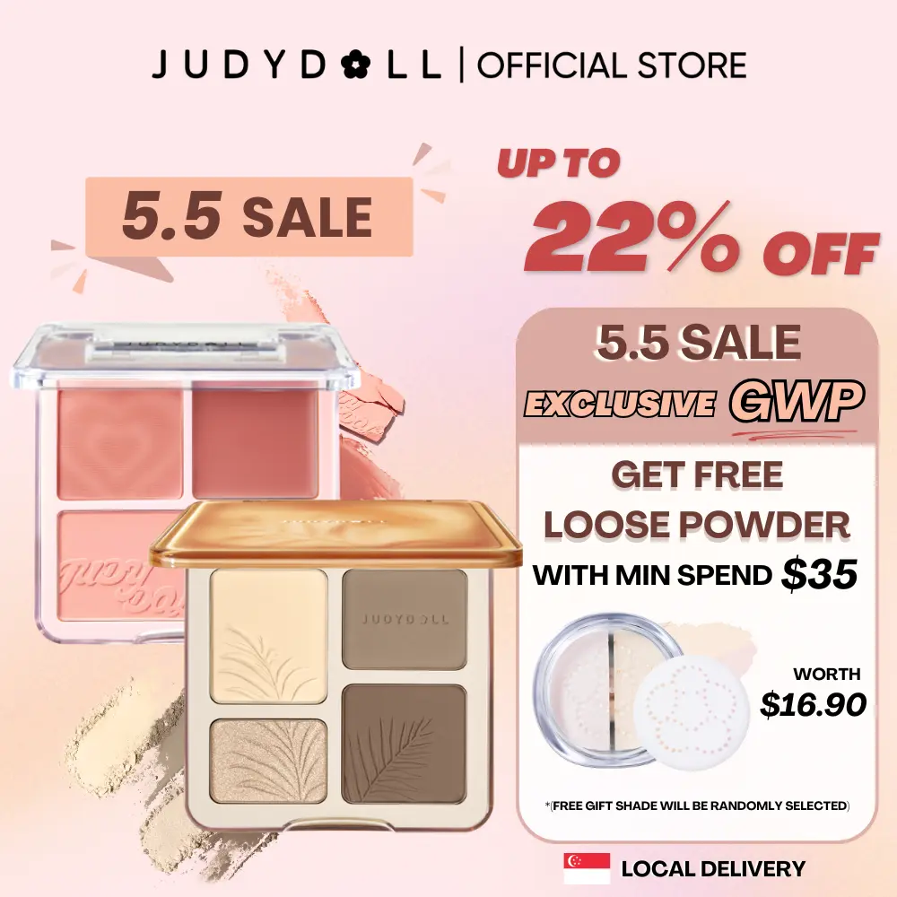 【5.5 SALE】(Local Delivery) JUDYDOLL HIGHLIGHT&CONTOUR PALETTE 9G - Natural Cool & Warm tone all-in-one palette Bronzer Makeup contour  and judy  doll Cosmetic