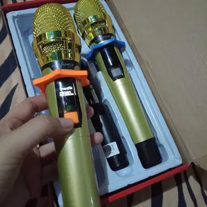Advance Microphone Profesional 2 Mic Wireless Gold Bisa di Charger Original Wireless Mic 206 Microphone/ Garansi 1 tahun karaoke  set dirumah Mikrofon Bluetooth